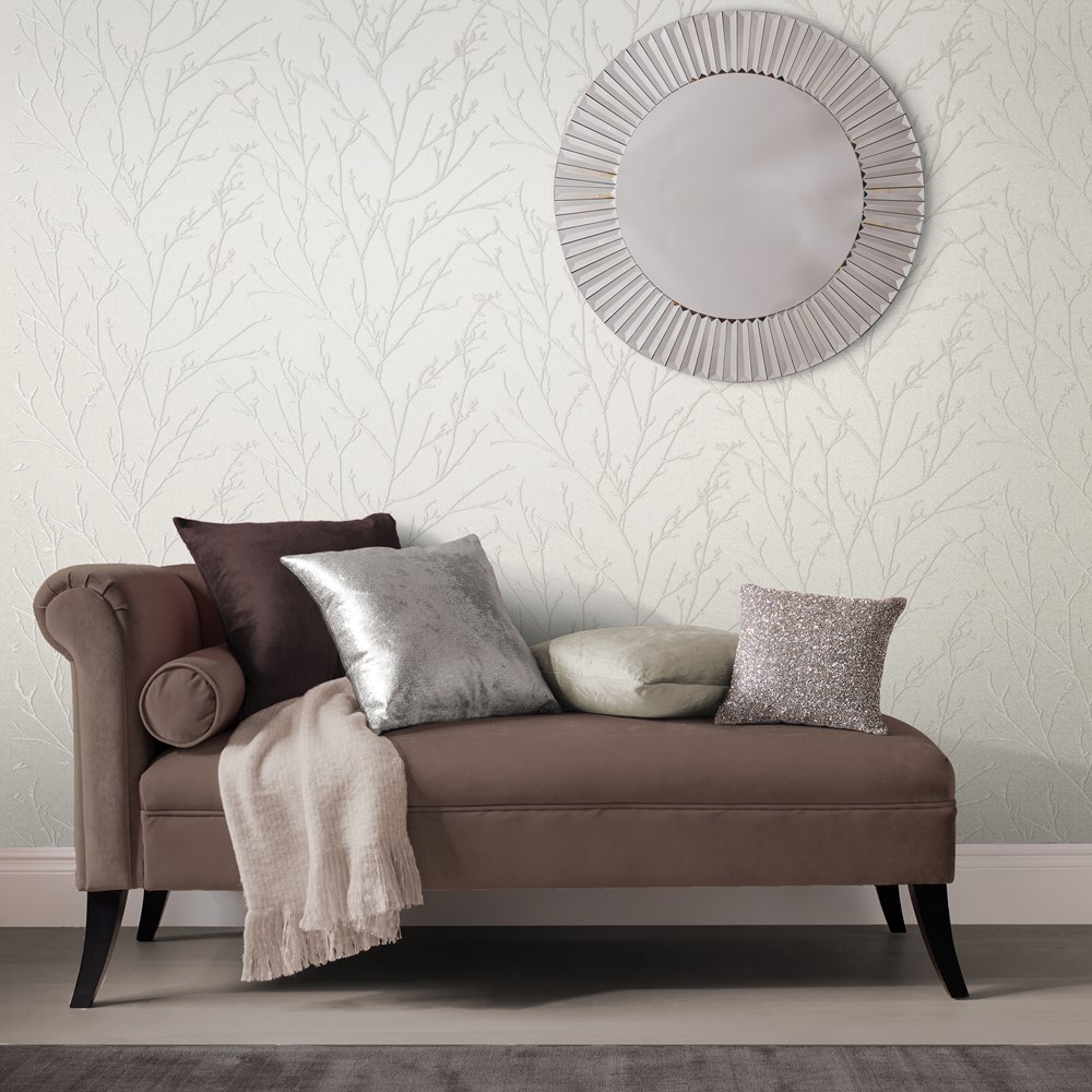 Woodland Pearl Wallpaper 105163 by Graham & Brown in White